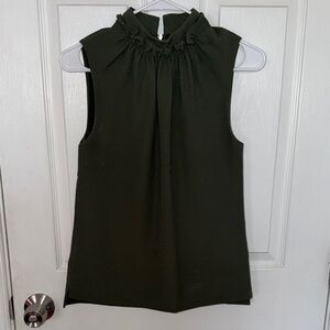 Ted Baker London Ruffle Neck Sleeveless Top - Dark Green